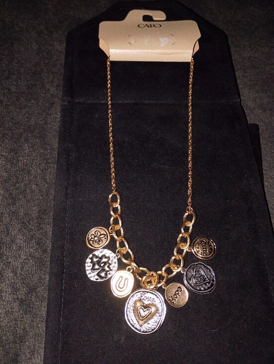 Cato Jewelry - Cato Mixed Metal Charm Necklace in Gold and Silver
